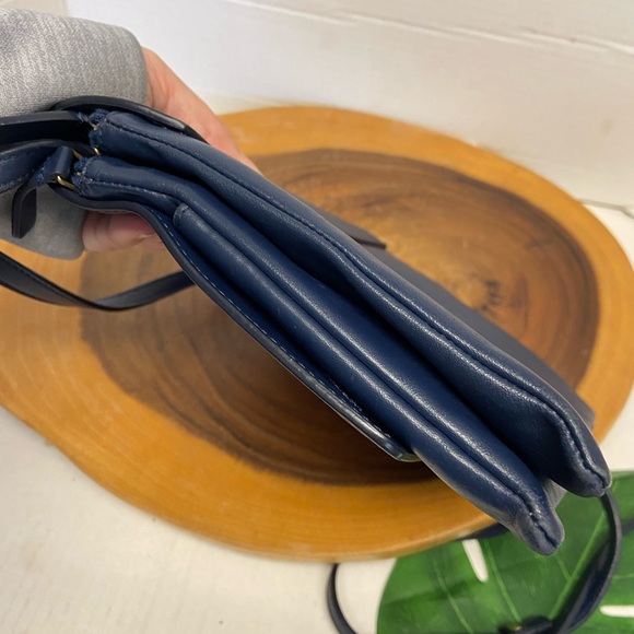 Frank and Oak Navy Blue Leather Envelope Crossbody Bag - Picture 8 of 16